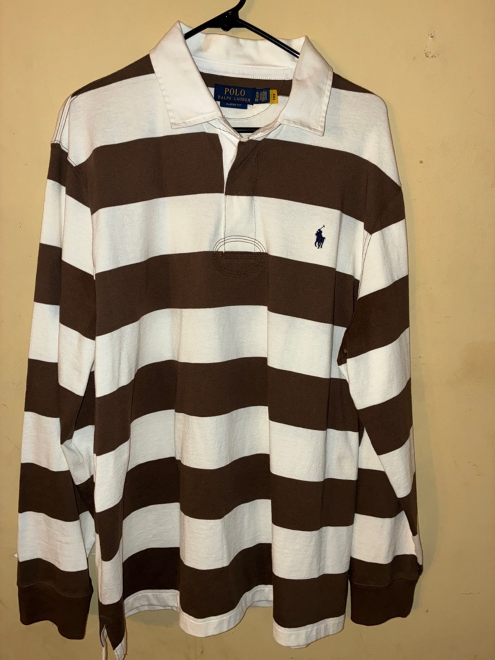 Polo by Ralph Lauren Brown & White Striped Rugby Polo